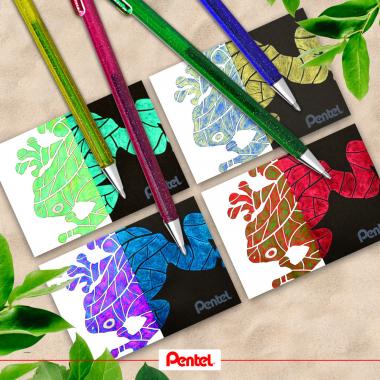 Pentel zselés rollertoll kupakos Dual-Hybrid metál 1,0 mm - ezüst